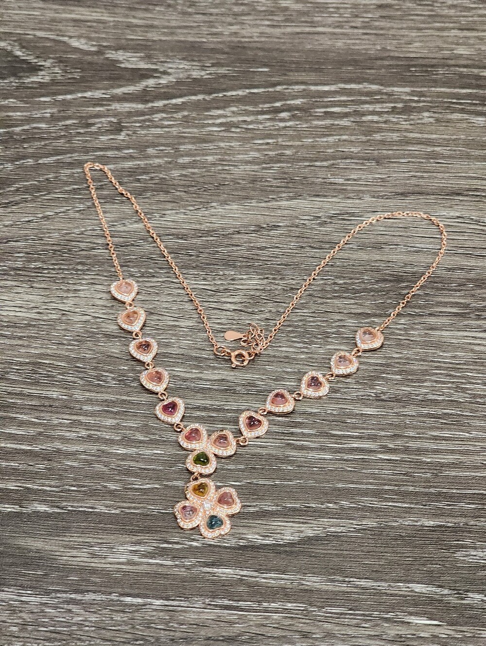 Silver Crystal Multi Colour Clover Necklace